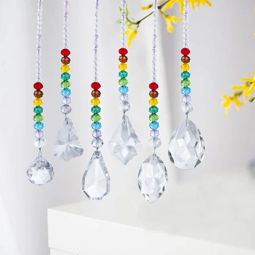 H& D 6 шт. хрустальный шар призмы Suncatcher коллекция радуги чакра Круглый бисер кулон окно висячие орнамент домашний Свадебный декор
