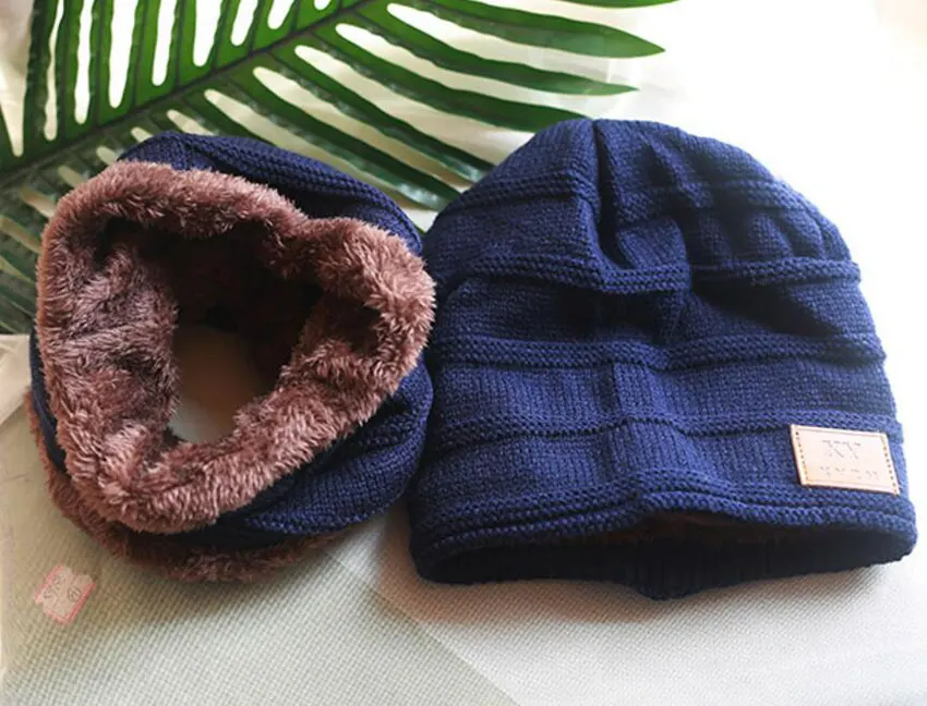 Детская зимняя шапка шарф набор для детей женские шарфы и вязаные шапочки с