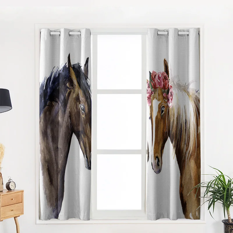 Художественные шторы для пар влюбленных лошадей акварельные большие окна жалюзи