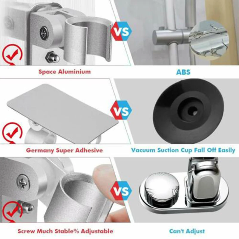 

1xAdjustable Bathroom Shower Head Universal Holder Wall Bracket Mount Rack
