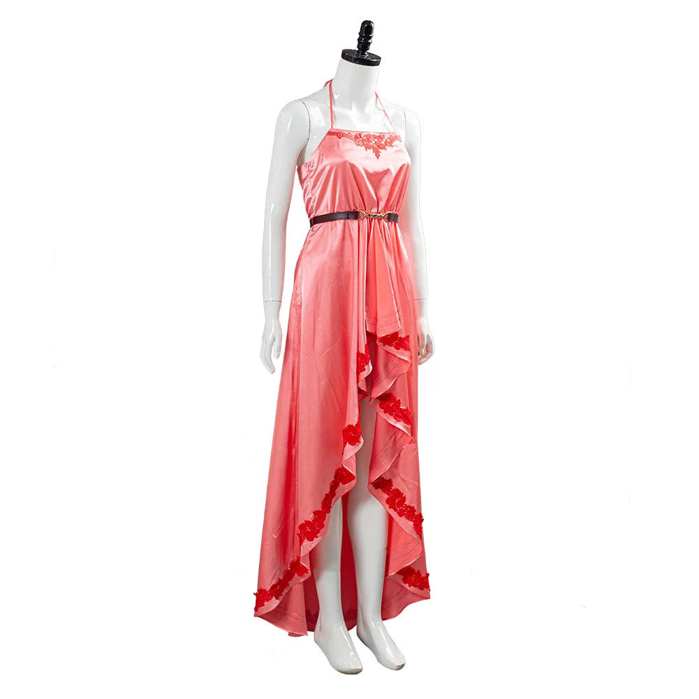 Final Cosplay Fantasy VII:7 Remake Aerith Wall Market the Inn Персиковое розовое длинное платье с лямкой на