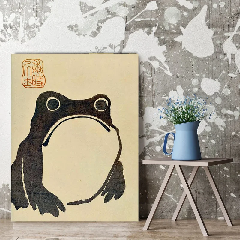 

Vintage Matsumoto Hoji Frog Poster Canvas Print Japanese Woodblock Print Ugly Toad Wabi Sabi Wall Art Canvas Painting Cuadros