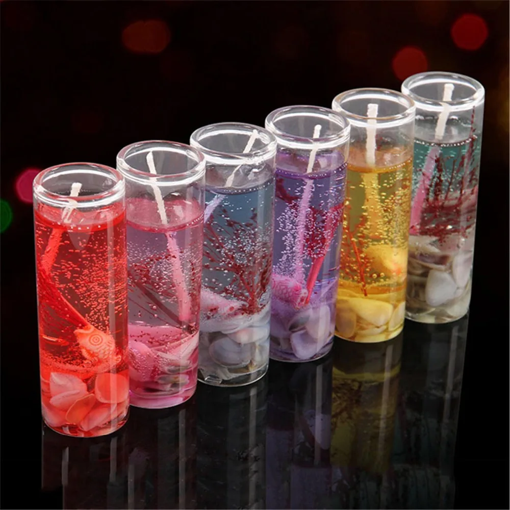 Цветные декоративные свечи из желейного воска для свадьбы сверкающие на день