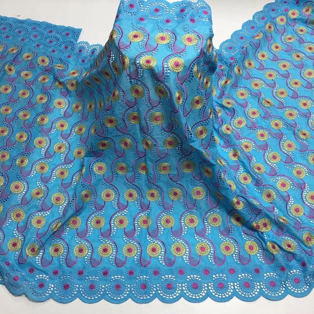 100% cotton swiss lace fabric high quality embroidery nigerian african with stones for women dress 5yards | Дом и сад