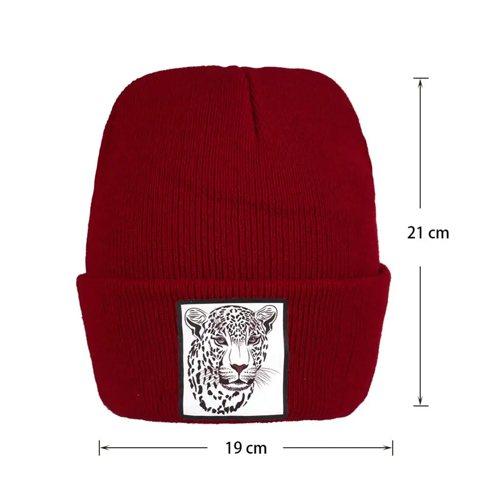 Черная шапка с леопардовым принтом и логотипом зимняя Skullies мужские крутые шапки