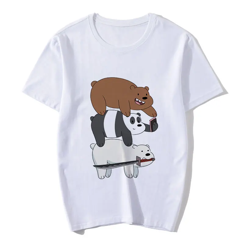 2020 летняя белая футболка с принтом панды Kawaii Женская милая Повседневная модная