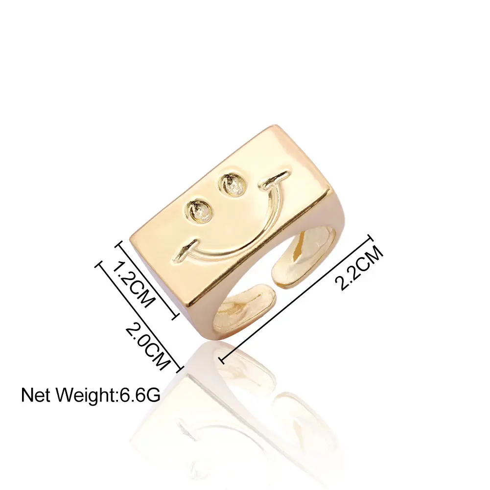 

Minimalism Metal Carved Flower Rings for Women Gold Silver Color Cute Smiley Face Yin Yang Rings Fashion New Design Jewelry Gift
