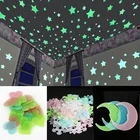 3D-наклейки на стену со звездами и луной, флуоресцентные светящиеся в темноте наклейки на стену для детской комнаты, гостиной