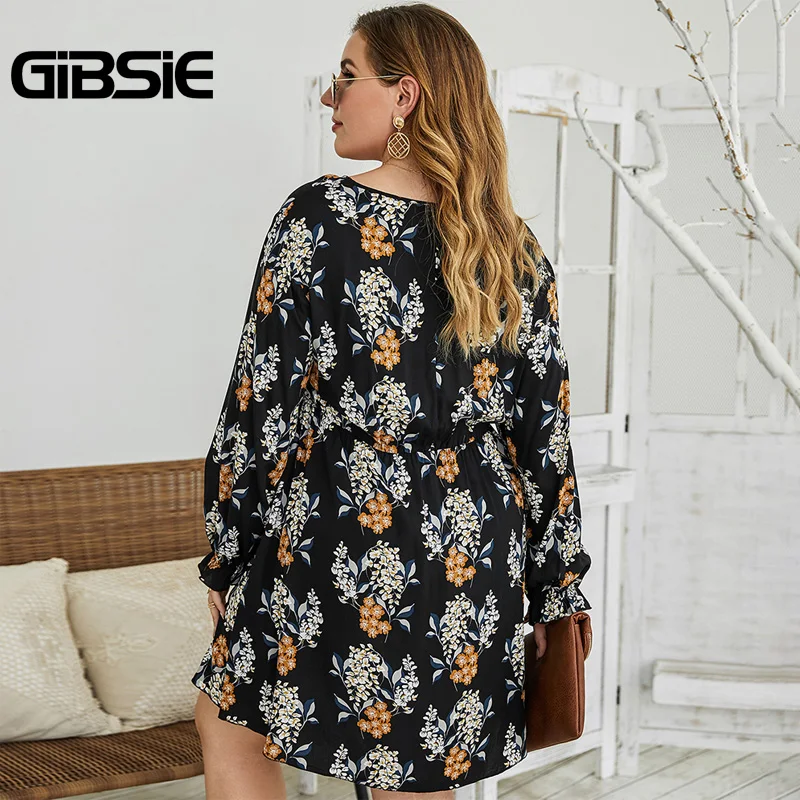 Женское платье с цветочным принтом и рюшами большие размеры | Женская одежда