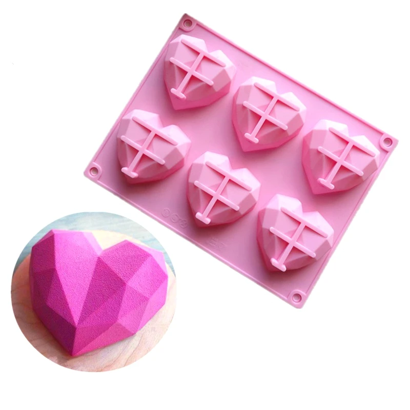 6 полости Алмазная любовь силиконовая форма для торта инструмент украшения любви