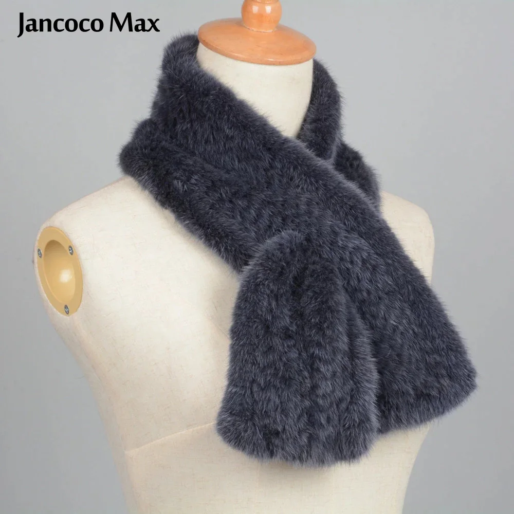 Jancoco Max из натурального меха норки вязаные женские зимние шарфы шали Одежда