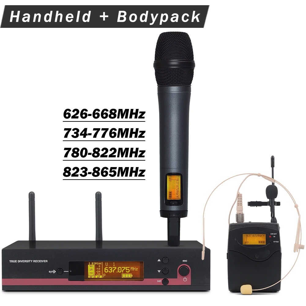 PRO 100 G3 UHF беспроводной микрофон караоке система с 122 g3 Body pack ручной передатчик