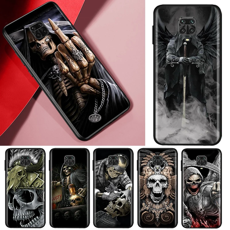 

Soft TPU Funny skeleton grim reaper For Xiaomi Redmi Note 8T 8 9T 9S 9 10 10S 4 4X 5A 5 6 7 Prime Pro Max Black Phone Case