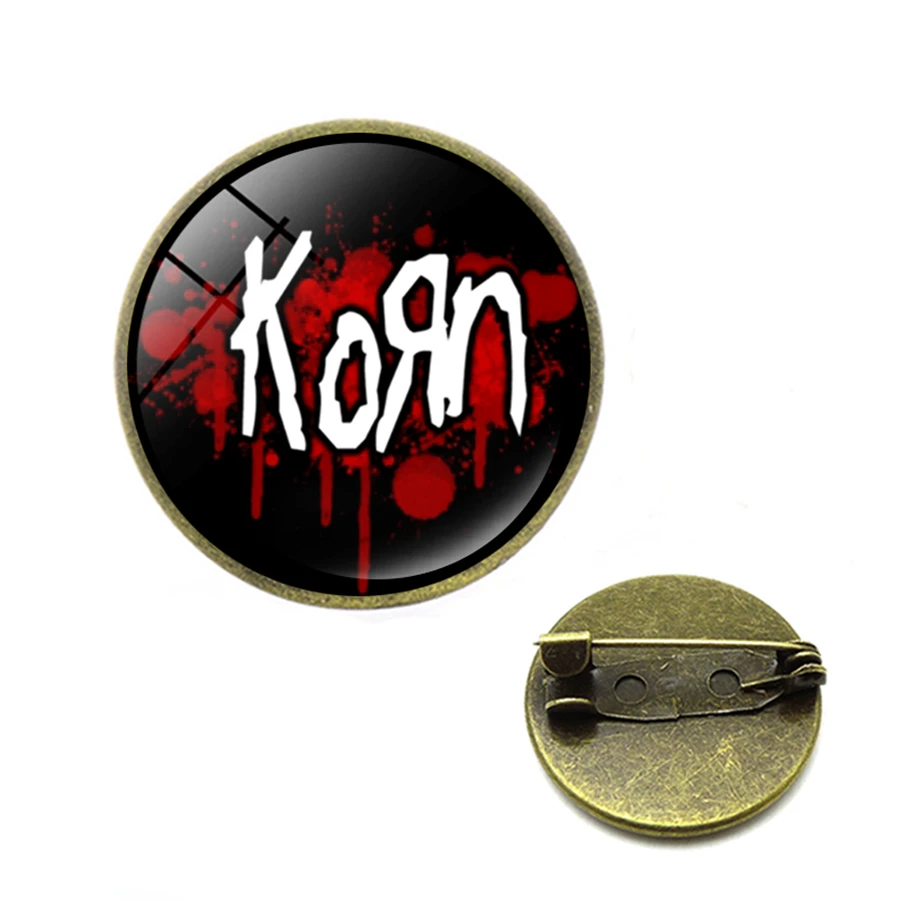 Модная брошь-булавка Korn ручная работа круглая рок-группа броши стеклянный купол