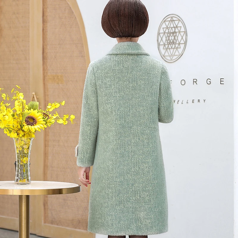 Большой размер 5XL осеннее пальто для женщин среднего возраста 2020 новое шерстяной