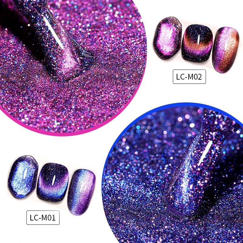 LILYCUTE 7ml Flowing Cat Magnetic Gel Polish Semi Permanent Glitter Magnetic Nail Gel Soak Off UV Gel Nail Art Gel Varnish images - 6