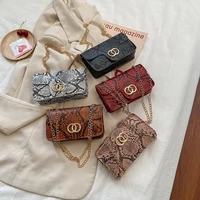 snakeskin bags for women pu crossbody bag new fashion chain purse small multi function female shoulder bag luxury designer