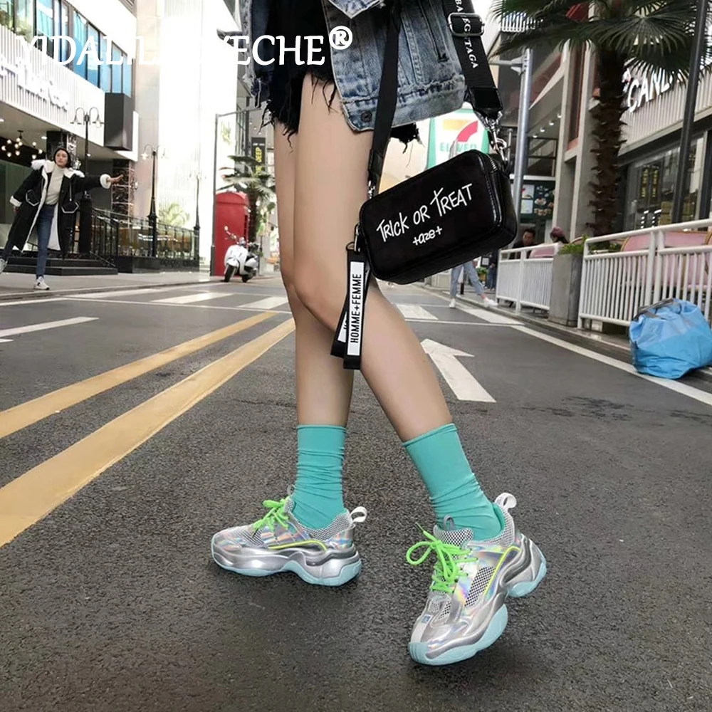 Женские кроссовки Bing весенние из искусственной кожи на платформе со