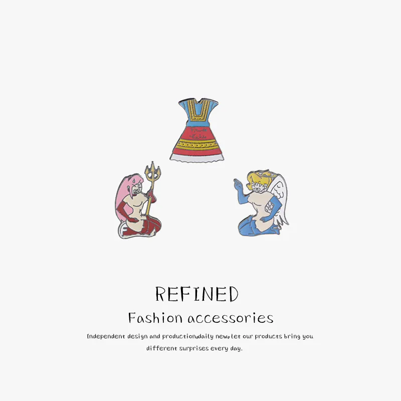 Значки с героями мультфильмов забавные броши в форме платья ангела и дьявола для