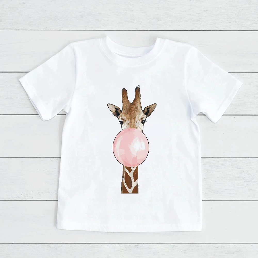 

Дышащая коллекция 2020, Универсальная футболка, жираф, вертушка, пузыри, графическая мультяшная минималистская футболка, никелирование