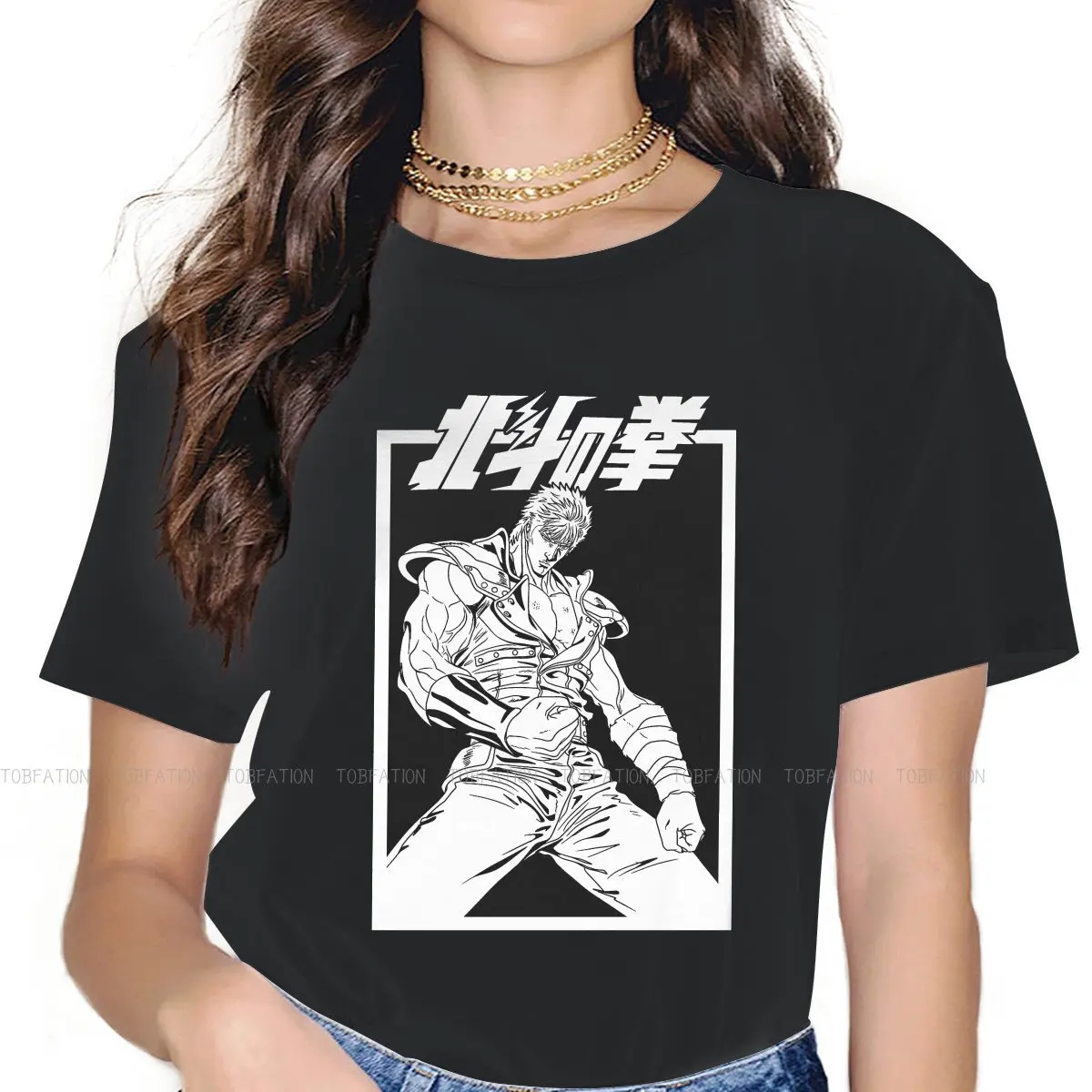 

HOKUTO NO KEN Women Clothing Fist of the North Star Graphic Print Female Tshirts Vintage Loose Tops Tee Kawaii Girls Streetwear