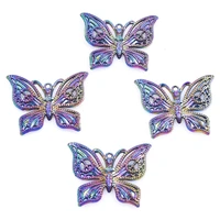 5pcs rainbow peace butterfly pendant alloy charms accessory jewelry for women diy necklace earring metal bulk wholesale