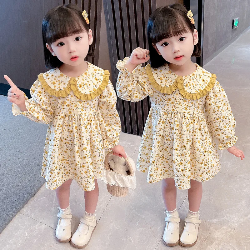 

Girl Dress Party Evening Gown Cotton 2022 Beige Spring Autumn Flower Girl Dress for Wedding Vestido Robe Fille Tutu Kids Baby Ch
