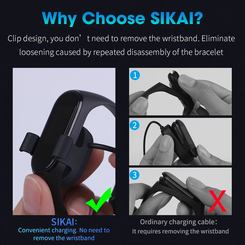 SIKAI для xiaomi mi Band 4 Кабель зарядного устройства band глобальная зарядка USB зарядное