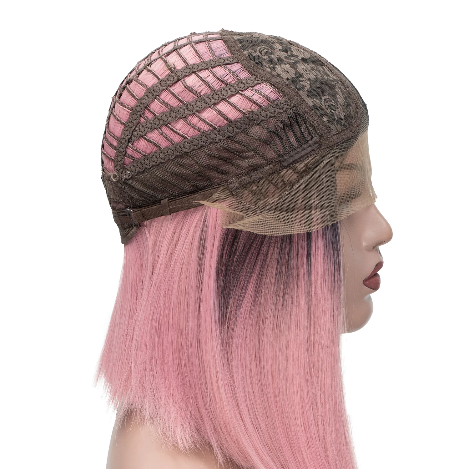 

Lace Front Synthetic Hair Pink Wigs Natural Color Heat Resistant Synthetic Hair Wig For Women Middle Part Lace Front Wigs