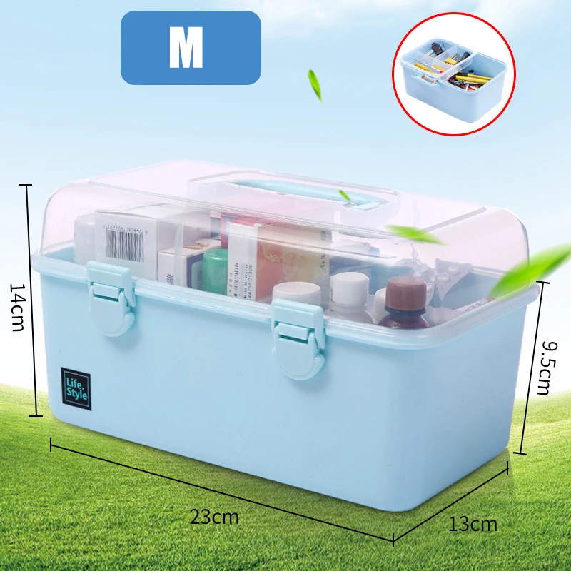 

Plastic First Aid Kit Large Medical Box Storage Bins Multi-Layer Medicine Container Home Storage Organizer for Medical Box M2
