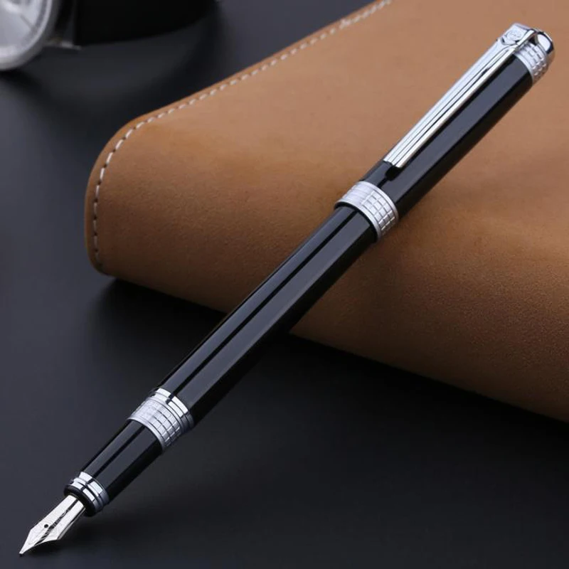 

Picasso Pimio 909 Great Space Time of London Metal Fountain Pen Black With Silver Clip Original Box Fine Nib Gift Pens