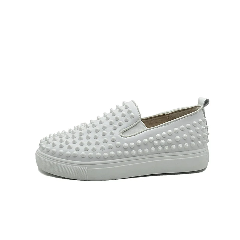 

Korean Shoes Wedge Basket 2021 Rivets Studs Round Toe Female Footwear Casual Sneaker Modis New Sports Summer Dress Basic Rubber