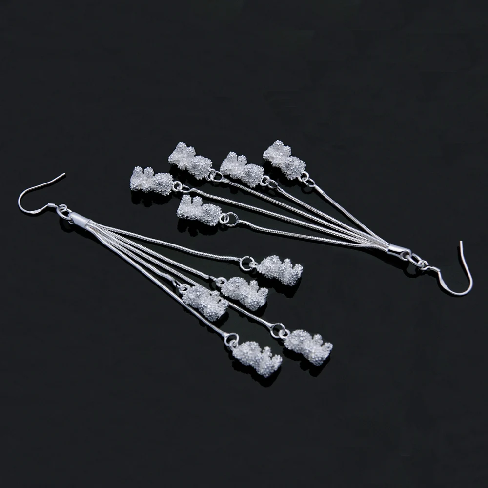 Модные женские туфли 925 стерлингового серебра серьги милые Стиль кисточкой с