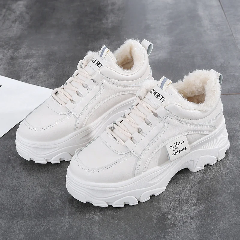 

Женские зимние ботинки из хлопка, новая Универсальная Повседневная Женская обувь в Корейском стиле, бархатная теплая белая обувь на толсто...