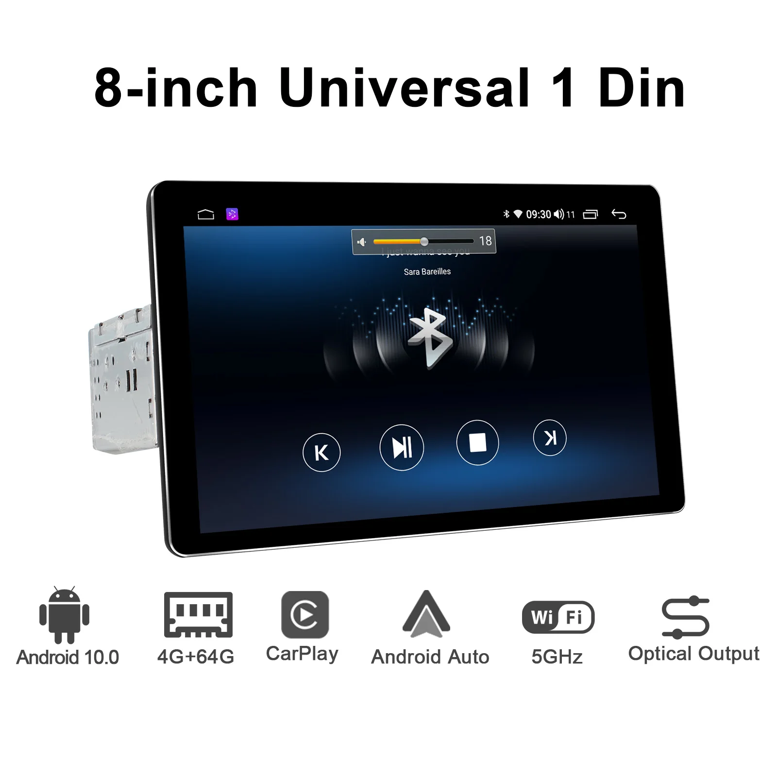 저렴한 최신 8 인치 1 Din IPS 안드로이드 10 카 라디오 스테레오 유니버설 헤드 유닛 멀티미디어 HD 1280*800 무선 카플레이, 자동차 4G Android 카플레이