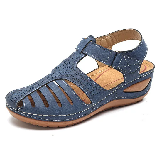 

Woman Summer Leather Vintage Sandals Buckle Casual Sewing Women Shoes Female Ladies Platform Retro Sandalias Plus 35-44