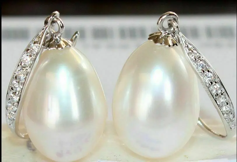 

a pair of natural AAA 11-12MM south seas white pearl earrings