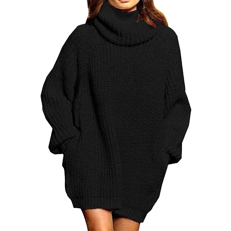 

Casual 2021 Autumn Winter Turtleneck Sweater Women Knitted Pullovers Female Clothing Loose Tops Y2K Sweaters Black White Khaki
