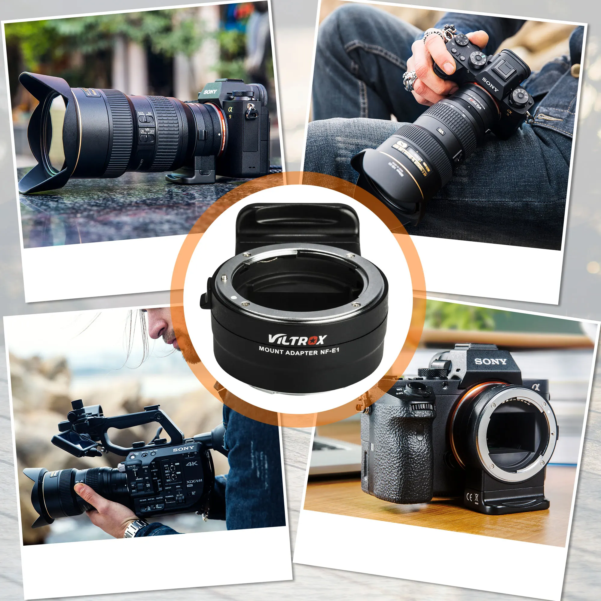 

VILTROX NF-E1 Auto Focus AF Electronic Lens Mount Adapter for Nikon F Lens to Sony E Mount Camera A9 A7RIII A7II A7S A6500 A6400