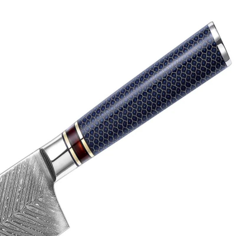 Нож шеф повара из дамасской стали 9Cr18MoV кухонный японский нож сантоку для нарезки