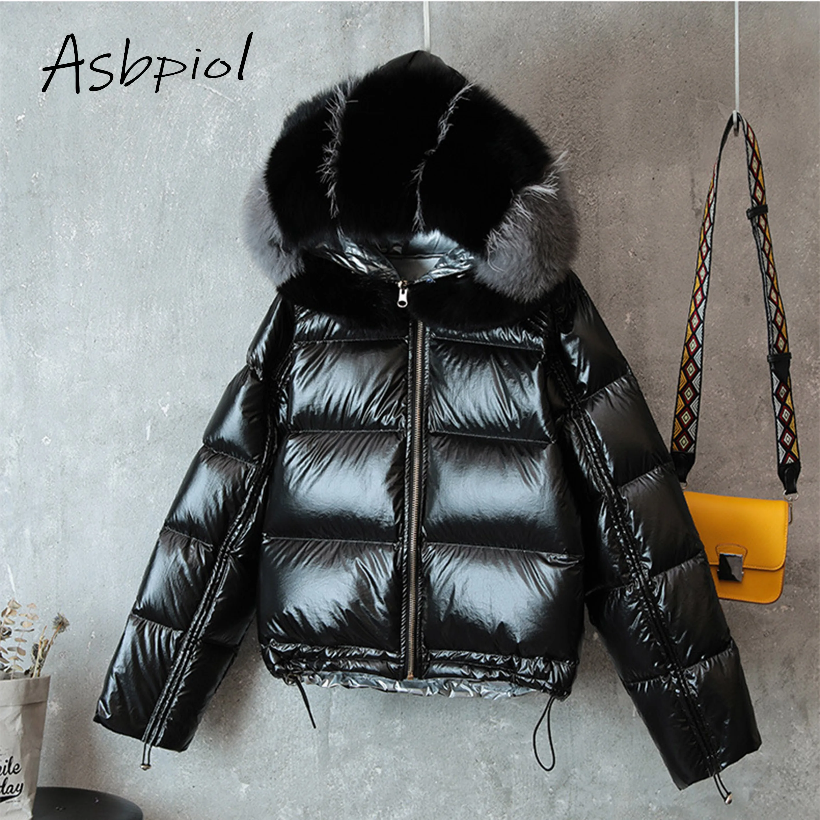 Новинка модные зимние женские пуховики шапка из лисьего меха двусторонняя