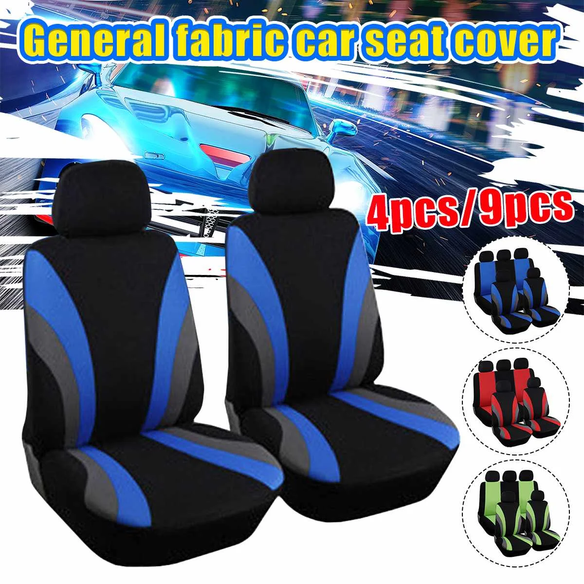 

4PCS/9PCS Car Seat Cover Set For Most Cars Highly Flexible Full Coverage Seat Protector With Headrest Cover For Most Cars