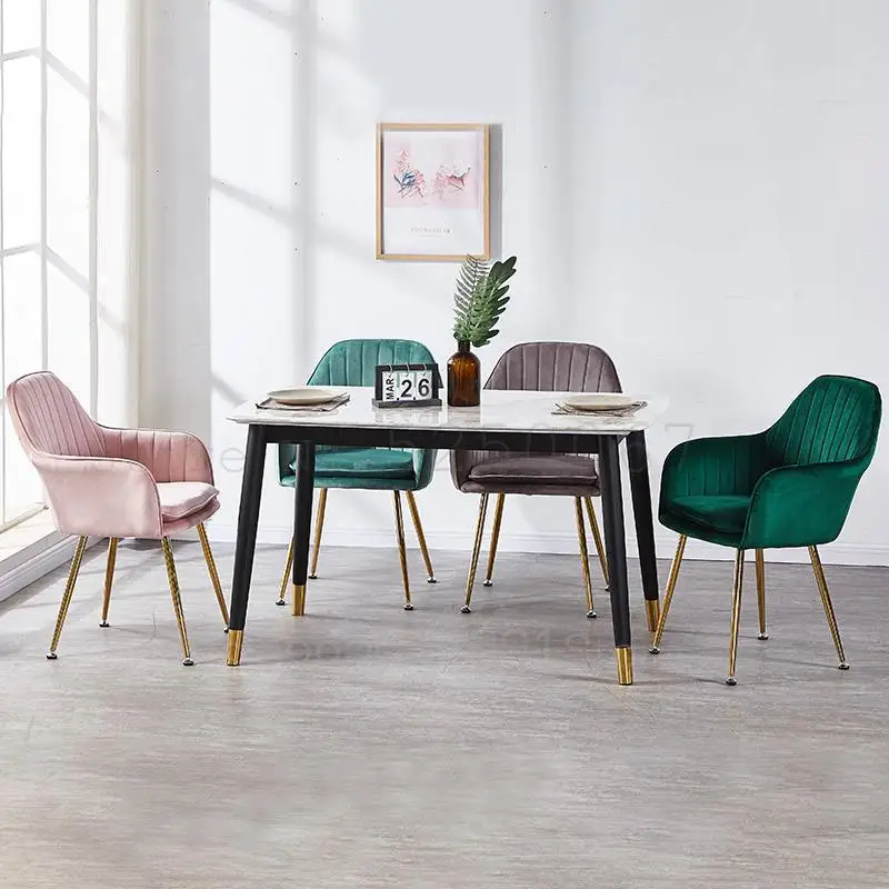 Скандинасветильник светлый стул домашний бархатный сетчатый красный для приема