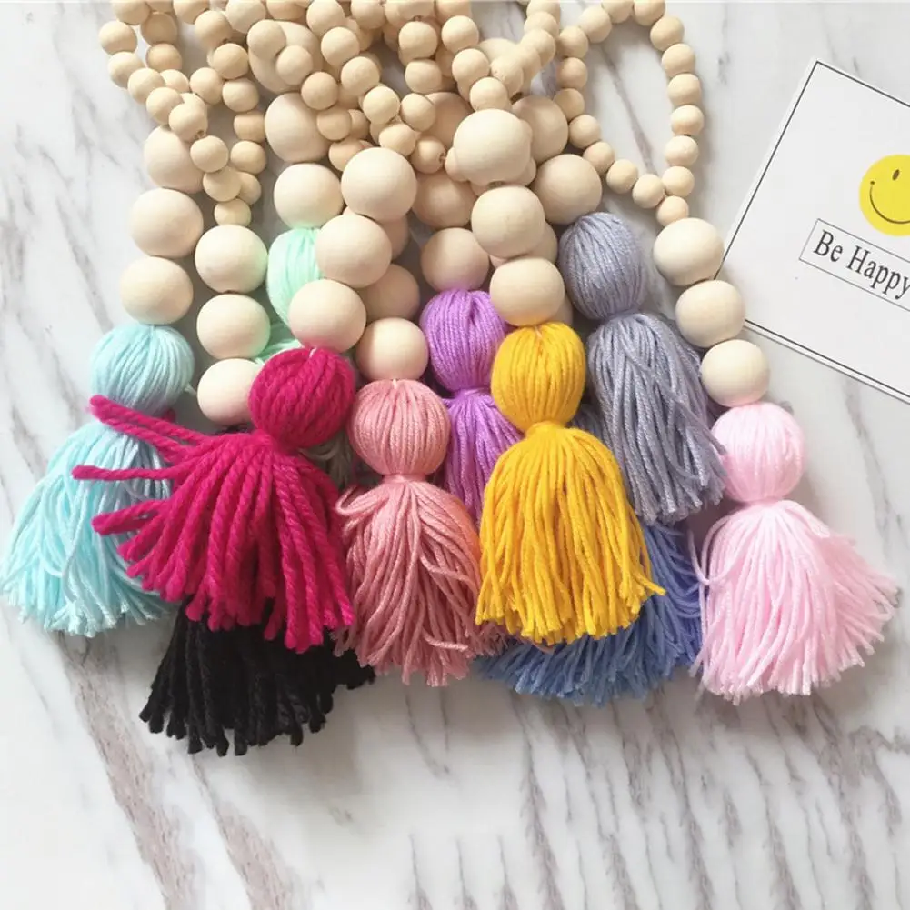 26 см деревянные бусины кисточка настенный орнамент дети гостиная палатка