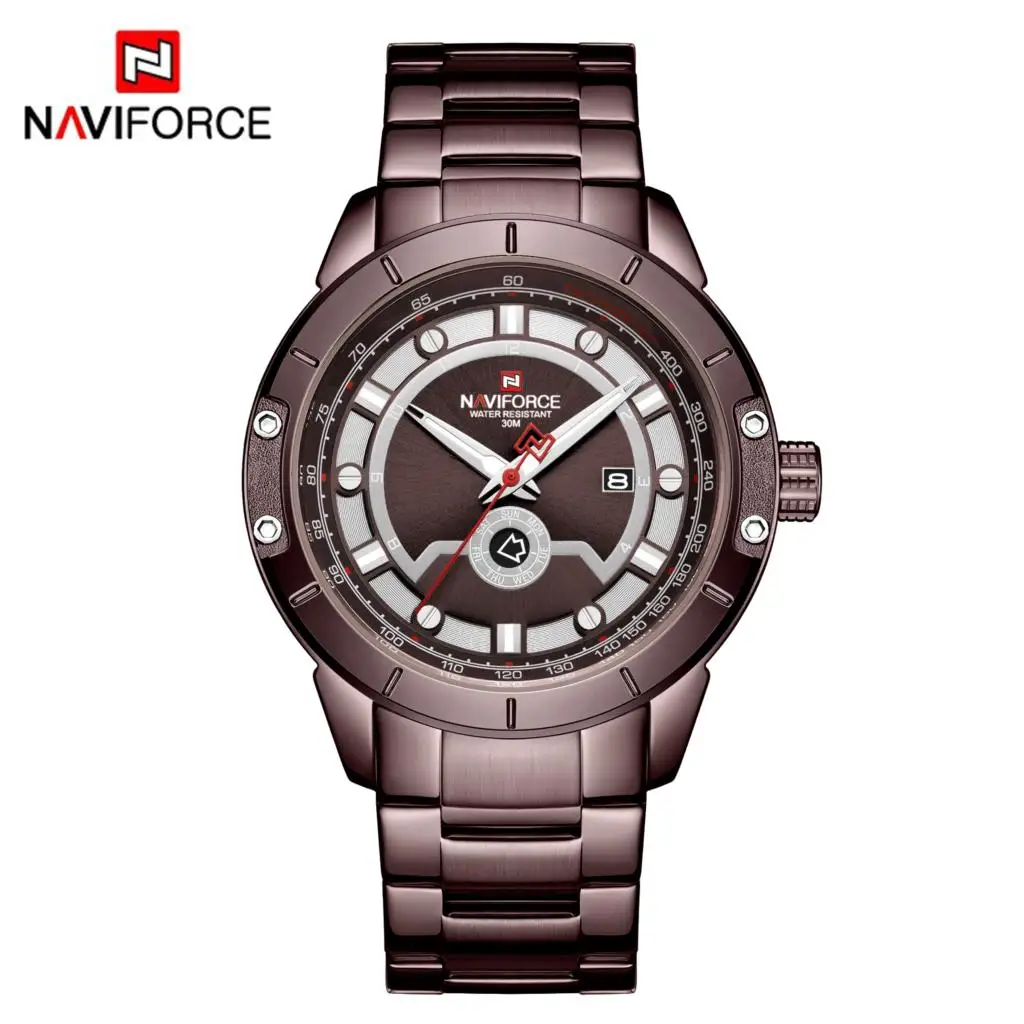 Новые часы NAVIFORCE для мужчин s Топ люксовый бренд Мужские часы с полностью стальным корпусом кварцевые часы аналог водонепроницаемые спортивные армейские военные наручные часы
