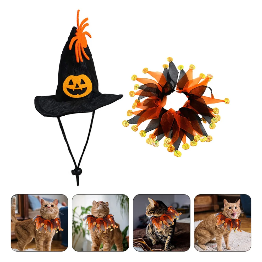 

1 Set of Cat Hat Decorative Cat Neckerchief Unique Party Pet Supplies