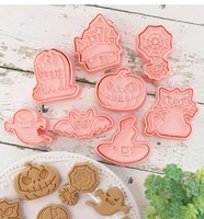 8 pcsset diy cake decorating tools cartoon biscuit mould halloween cookie cutters abs plastic baking mould cookie tools