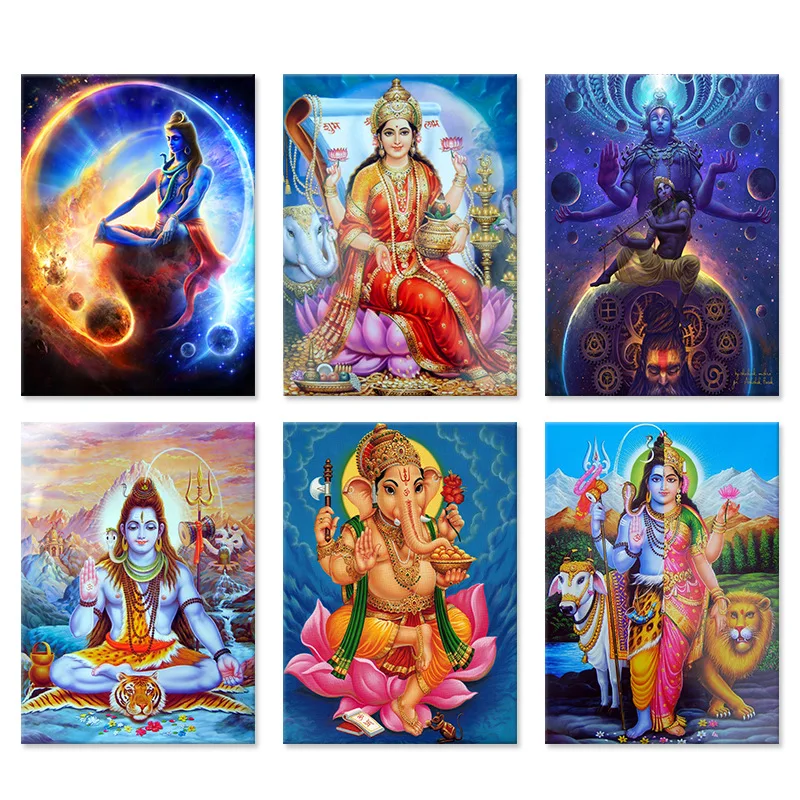 

Prints Posters Modern Wall Artwork Modular Home Decor Abstract India Buddha Hindu Gods Lord Shiva Portrait PaintingPicture