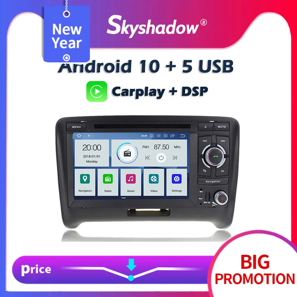 Carplay DSP IPS PX6 Android 10 4 Гб ОЗУ + 64 ПЗУ автомобильный DVD плеер GPS карта Bluetooth RDS радио Wi Fi