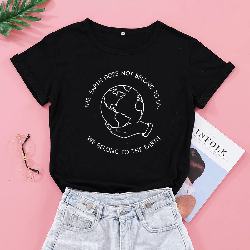 Женская футболка с надписью Save The Earth женская графическим рисунком топ на День